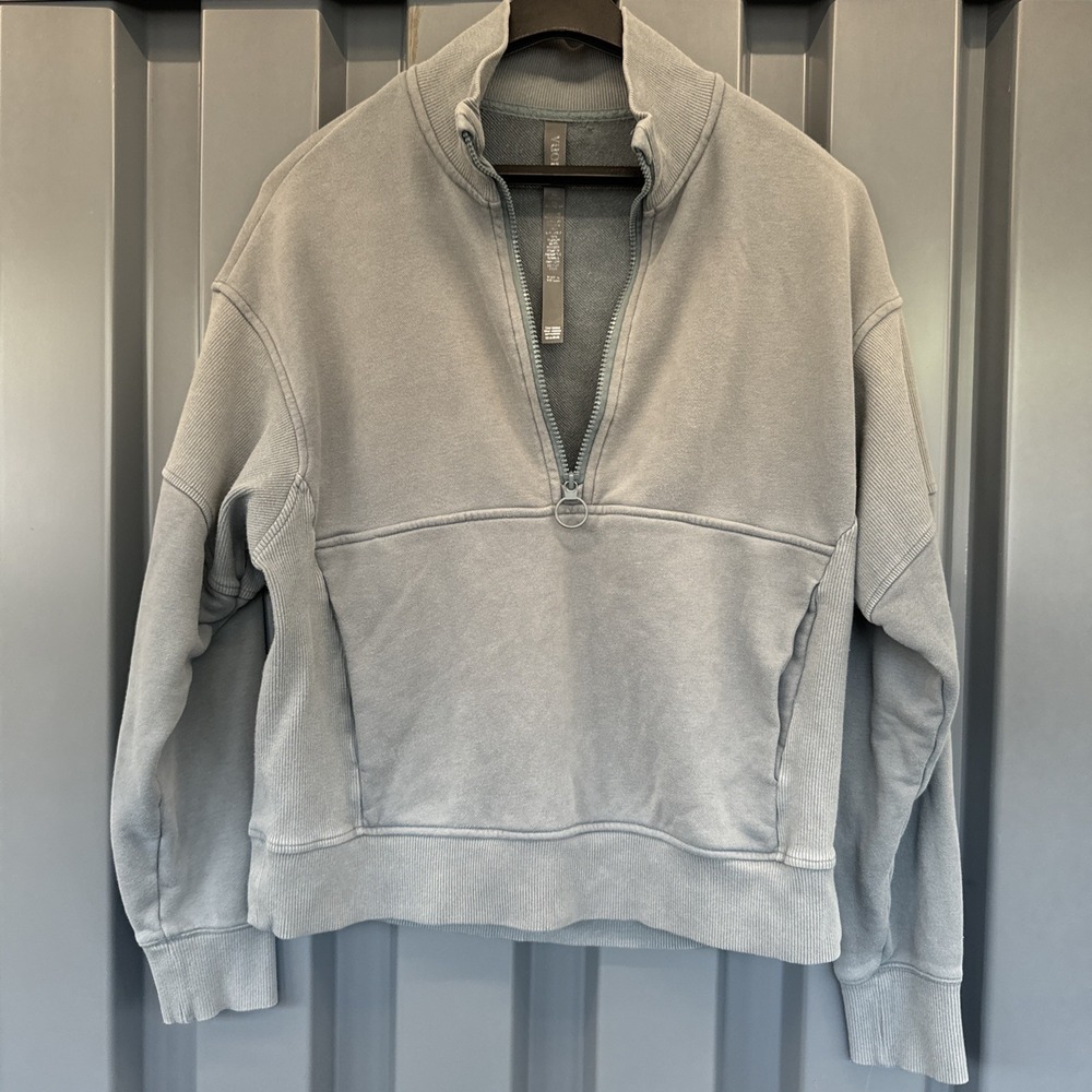 Vuori Sedona Pullover Womens XS Ribbed Crop 1/2 Zip Sweatshirt Olive VW2005 - Picture 4 of 8
